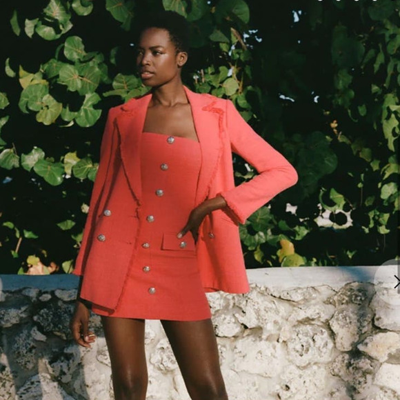 Veronica Beard Nayeli Fringe Dickey Jacket Long Line Watermelon Size 2 - Picture 6 of 16